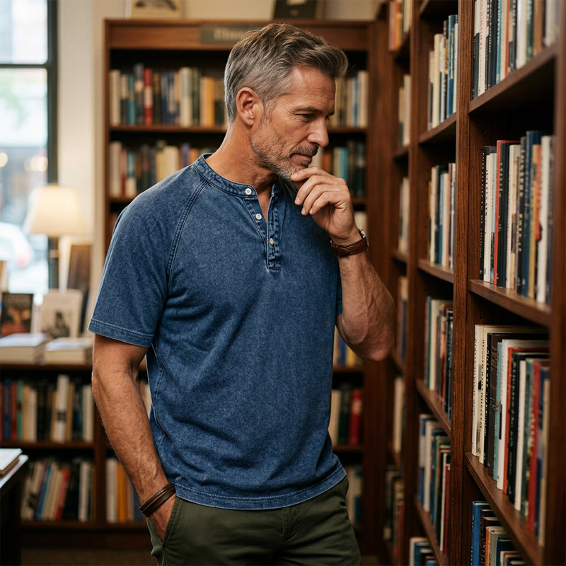 Mitchell | Casual Short Sleeve Band Collar Shirt