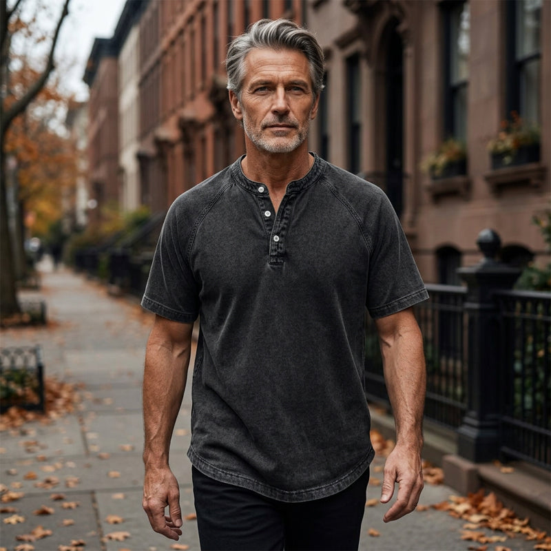 Mitchell | Casual Short Sleeve Band Collar Shirt