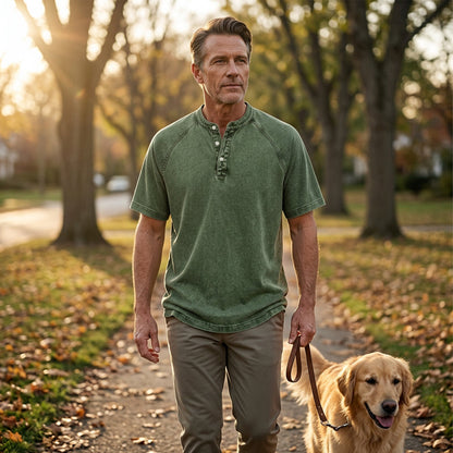 Mitchell | Casual Short Sleeve Band Collar Shirt