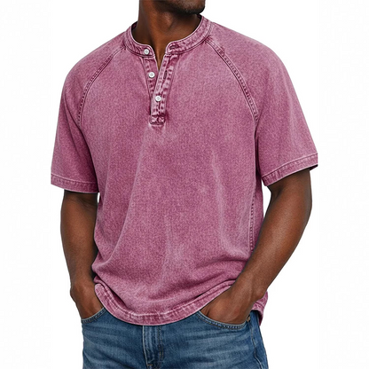 Mitchell | Casual Short Sleeve Band Collar Shirt