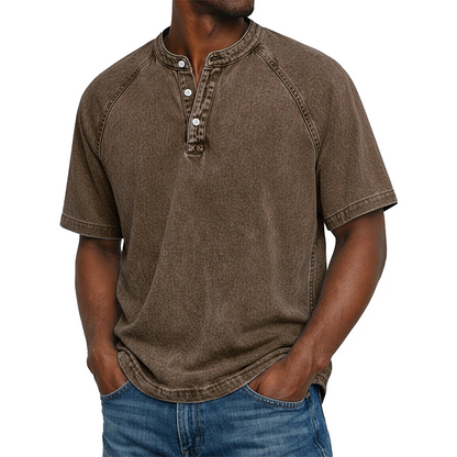 Mitchell | Casual Short Sleeve Band Collar Shirt